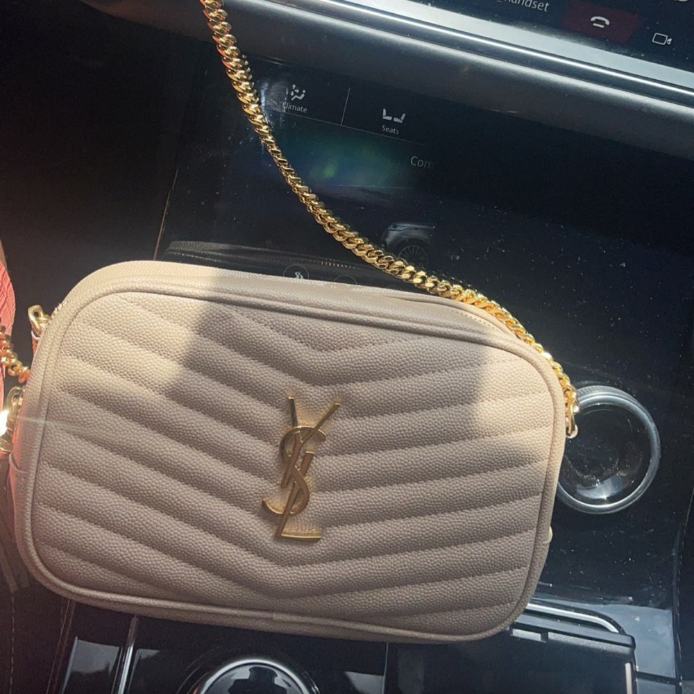 Yves Saint Laurent Taupe Quilted Crossbody Bag